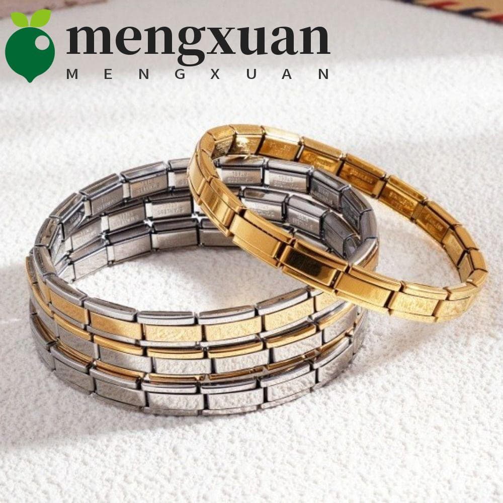 Pulseira Italiana De Elo De Corrente MENGXUAN1 , Quadrada Popular Modular De Aço Inoxidável , Extensível