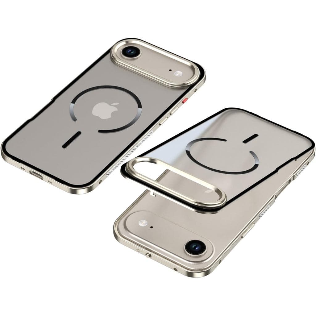 Capa de Metal para 17 Air / 17 Pro / 17 Pro Max, Bumper Fino de Alumínio com Parte Traseira Fosca Semi-Transparente, Des