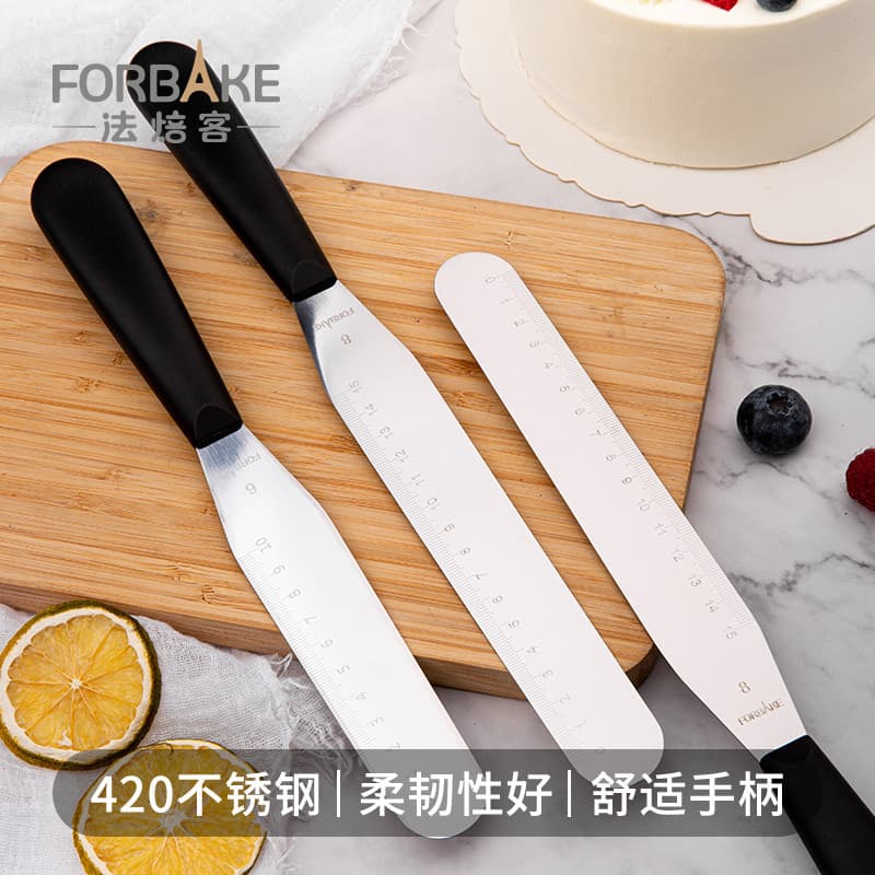 Padeiro francês com escala espátula de aço inoxidável bolo de aniversário creme decoração espátula ângulo reto espátula