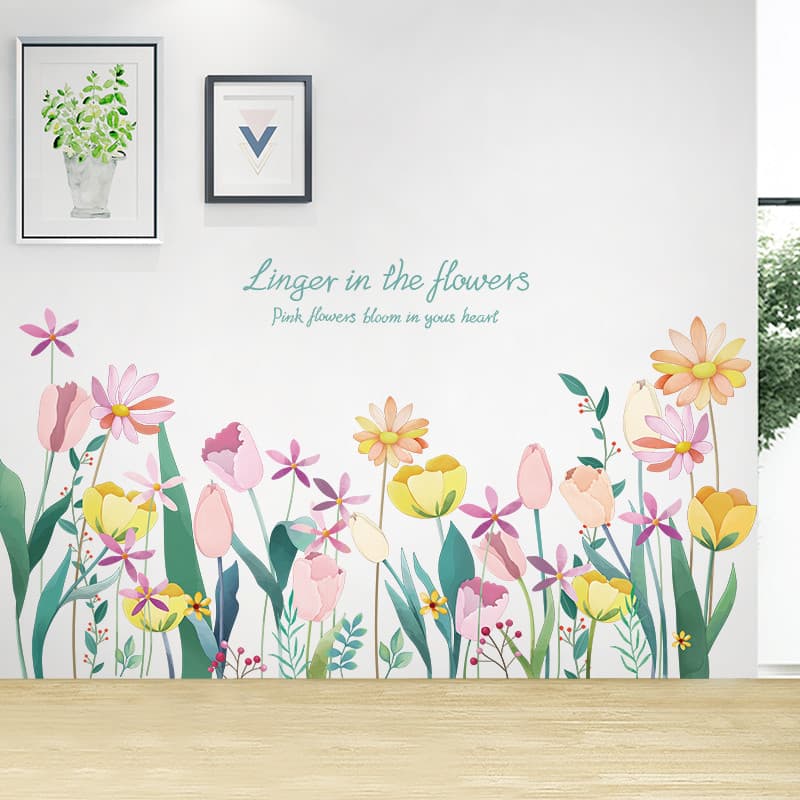 Planta quente flor papel de parede auto-adesivo quarto sala estar rodapé cabeceira fundo papel de parede decoração
