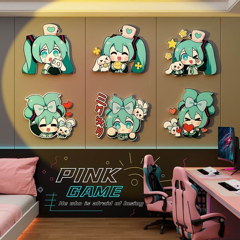 Hatsune Miku decoração de sala de jogos, princesa, menina, quarto, parede, cabeceira, pintura, adesivo, transformação, p