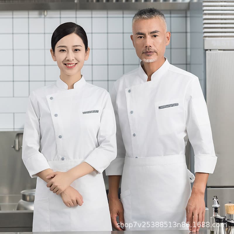 Uniforme de chef de hotel estilo ocidental, de manga comprida, para restaurantes, catering, confeitaria, refeitório, coz