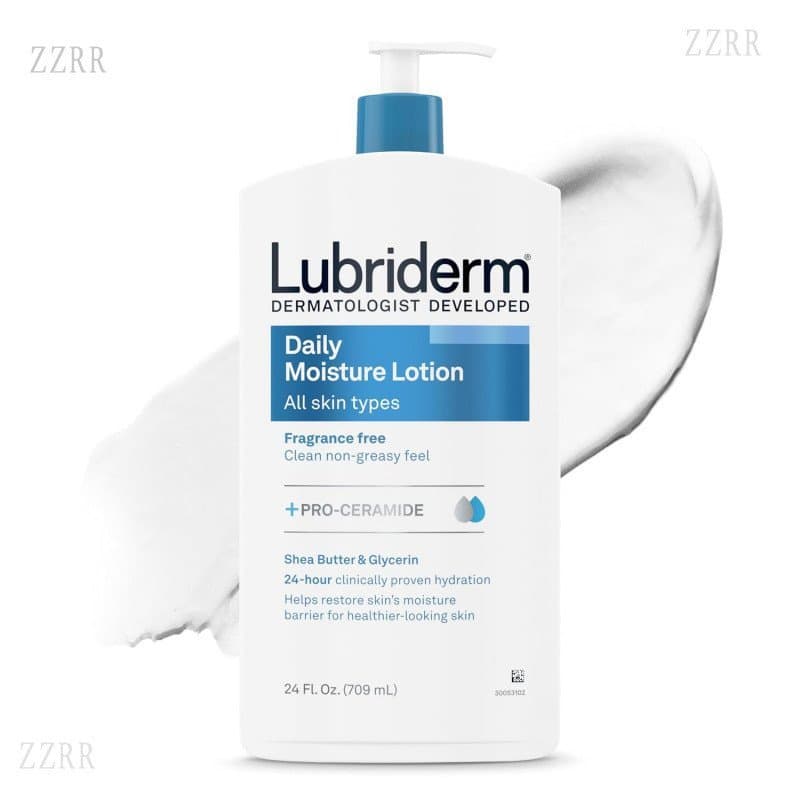 Lubriderm Loção Hidratante Corporal Diária Sem Perfume + Pro-Ceramida, loção sem perfume, adequada para pele seca, conté