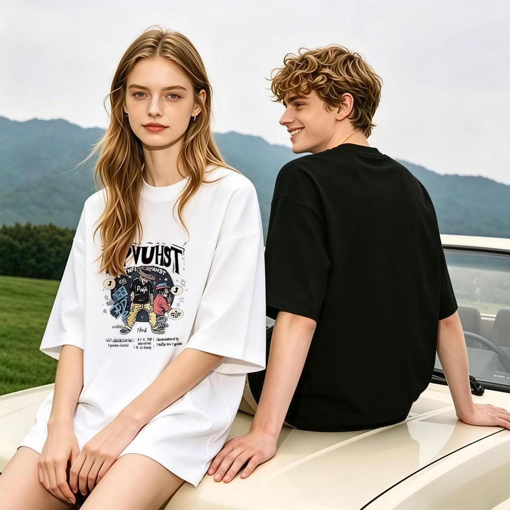 Camiseta Unissex Gola Redonda 100% Algodão Estampa Cartoon Hip Hop Streetwear para Dia a Dia e Passeios