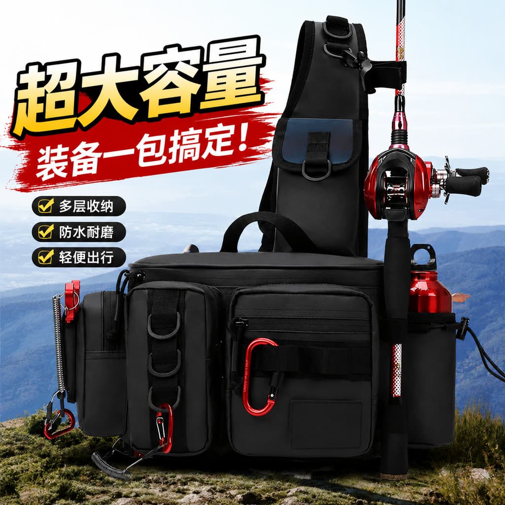Bolsa de isca multifuncional Bolsa de cintura de pesca profissional Bolsa de peito mensageiro Armazenamento