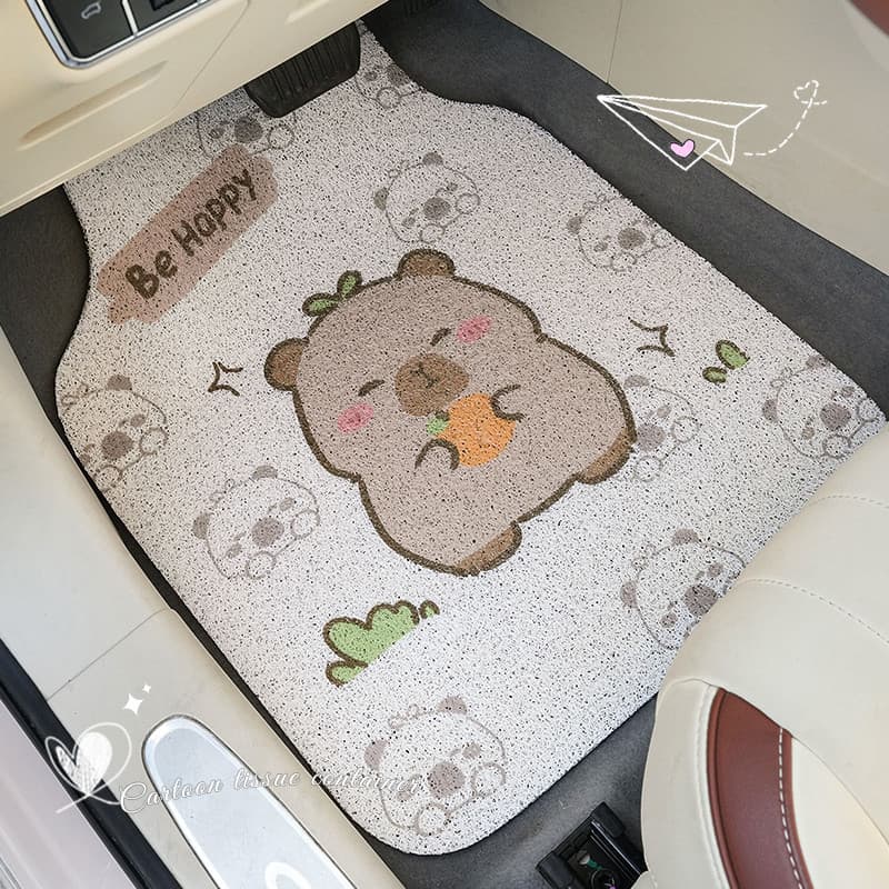 Tapete de carro anel de seda tapete Universal de peça única pode ser cortado bonito Carpillar senhoras tapete de carro A