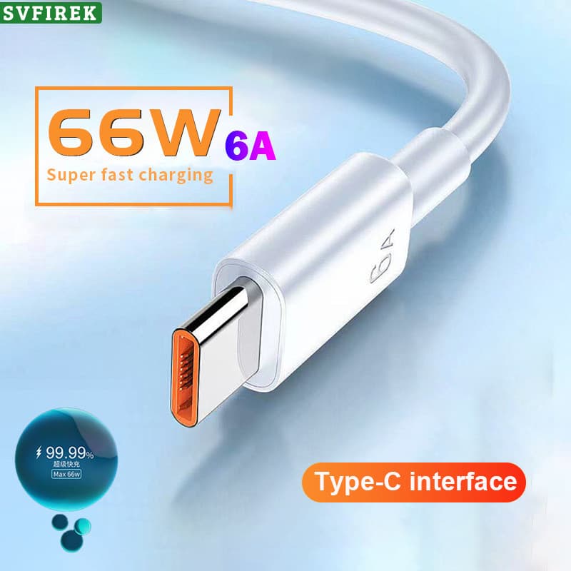 Cabo De Carregamento Rápido 6A 66W Dados De Super Carga Type C Fio De USB Linha Para Huawei Xiaomi Oppo Vivo OnePlus