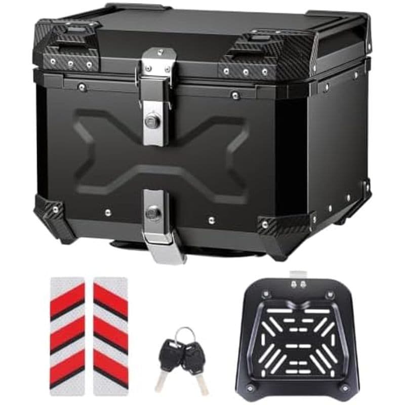 46L Motocicleta Top Case Alumínio À Prova D'água Box Lock | Suporte De Liberação Rápida , Ajuste Universal , Deslocament