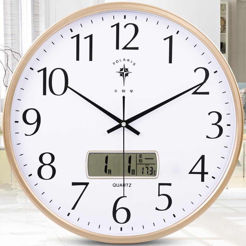 Polaris sala de estar relógio de parede eletrônico moderno e minimalista mudo calendário perpétuo relógio quartzo moda c