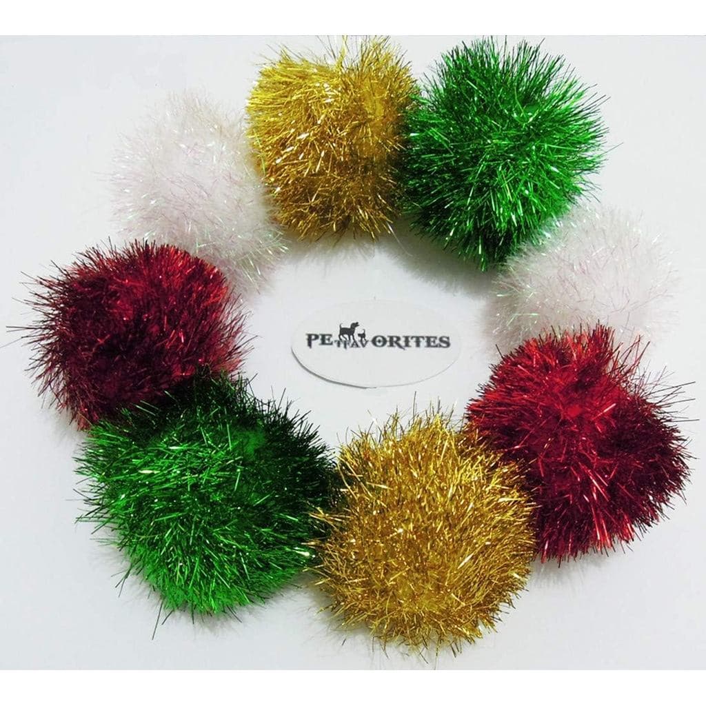 Brinquedo para Gato Bushy Sparkle Ball, Bolas Interativas com Glitter e Pom Pom para Gatinhos, Pacote com 12.