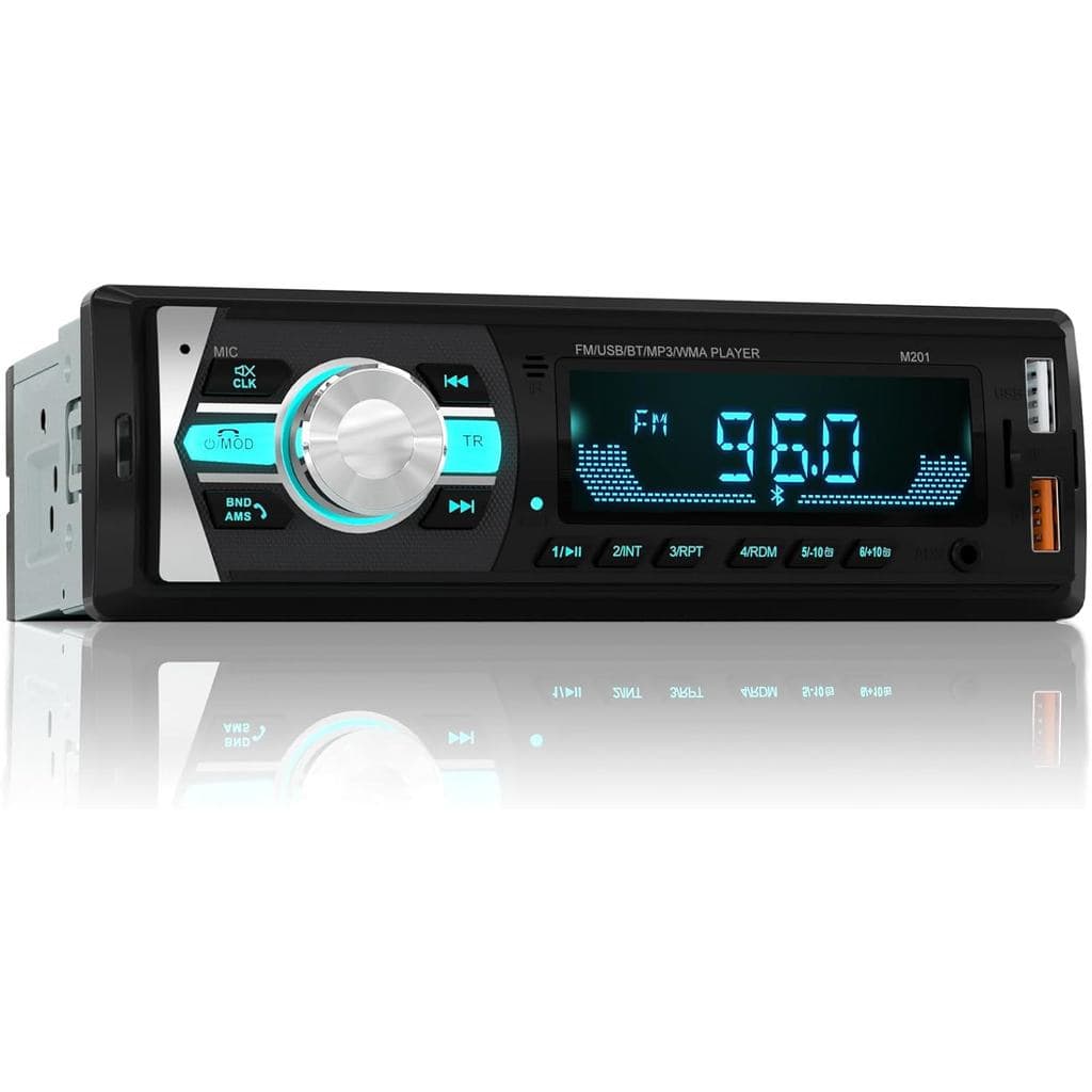 Rádio Bluetooth Single DIN, Receptor de Som Automotivo com Mãos Livres e Sistema de Áudio para Carro |   Duas Portas USB
