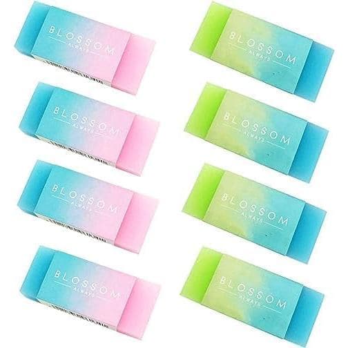 Conjunto de 8 Borrachas para Lápis, Borrachas Coloridas em Formato de Cubo, Borrachas Fofas com Gradiente, Pad