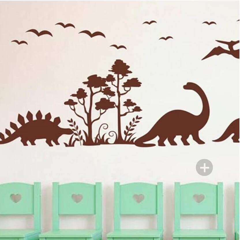 Dinossauro paraíso adesivos de parede quarto das crianças dos desenhos animados Anime adesivos saia de parede dos desenh