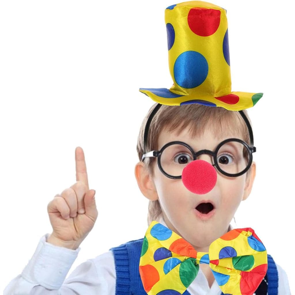 Chapéu de Palhaço com Bolinhas e Tiara: Chapéu de Fantasia para Halloween, Carnaval e Circo - Acessórios Divertidos para