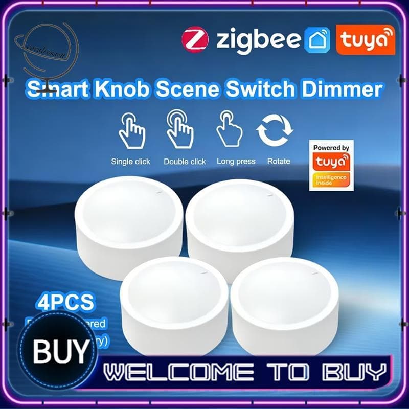 Tuya ZigBee Interruptor De Botão Inteligente 4 Pacote Cena Sem Fio Controle Remoto Dimmer Cenários Automação Ligação
