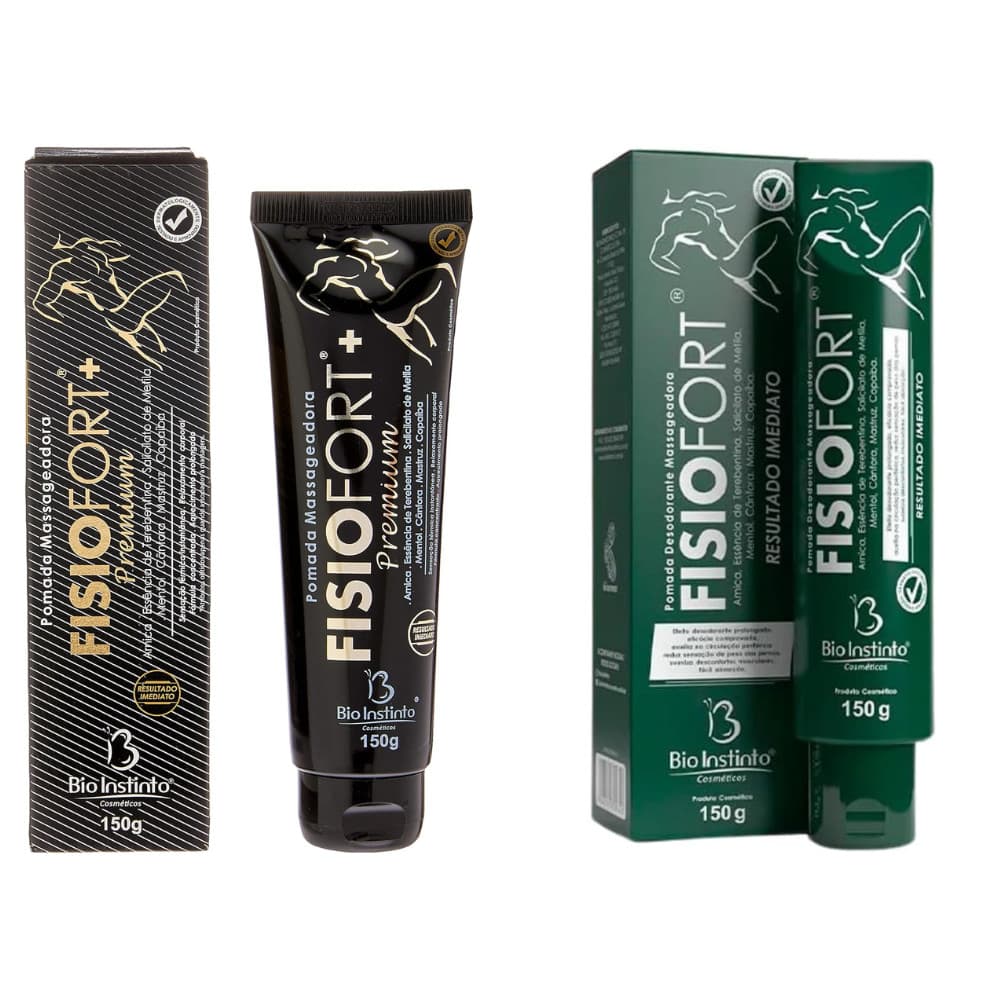 Kit Pomada Massageadora Fisiofort Premium + Verde  150g