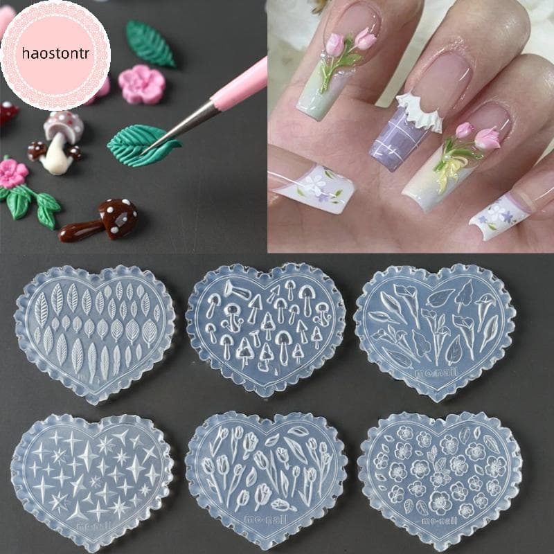 Haostontr Rosa Flor Borboleta 3D Silicone Unhas Molde Tulipa Modelos DIY Decoração Da Arte Do Prego De Carimbo Macio Fer