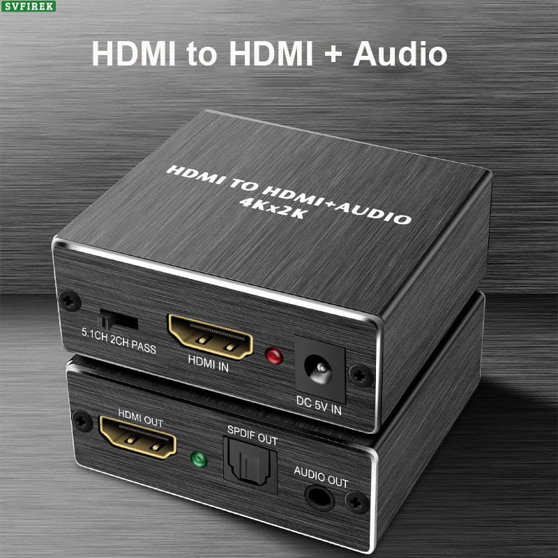 4K HDMI Extrator De Áudio Divisor Liga Alumínio Escudo Para SPDIF 3.5mm Conversor Estéreo Suporte 3D 5.1 Canais Som Surr