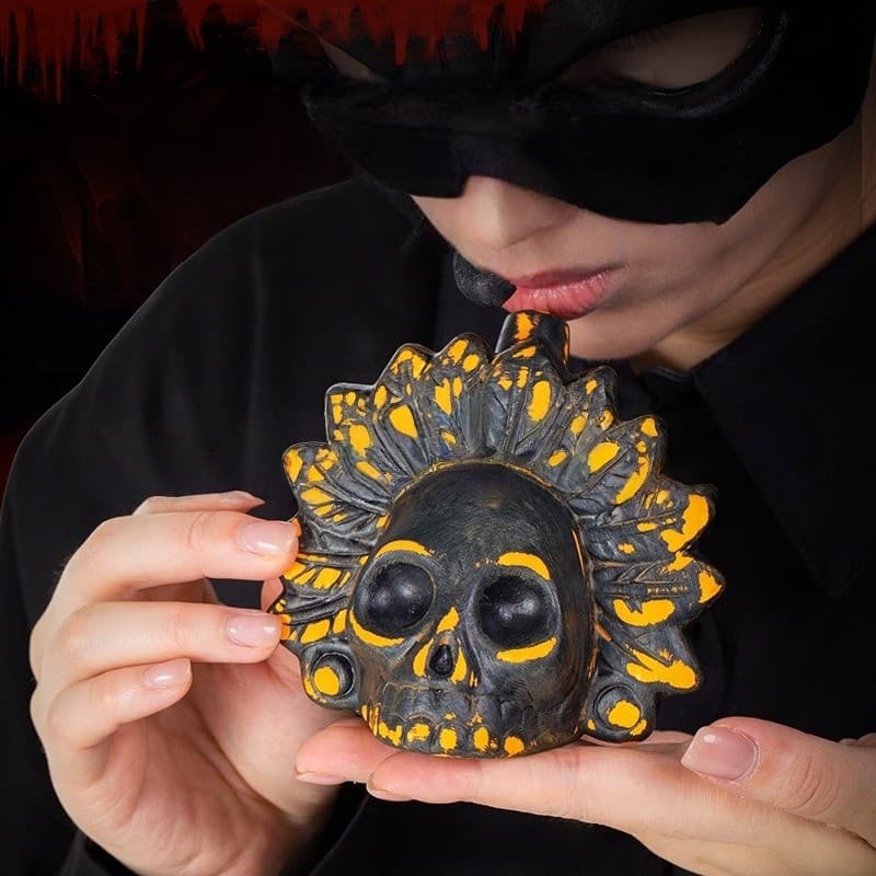 Chifre De Caveira Asteca Reutilizável-Efeito Sonoro De Apito De Morte Assustador Para Diversão De Festas E Brincadeiras