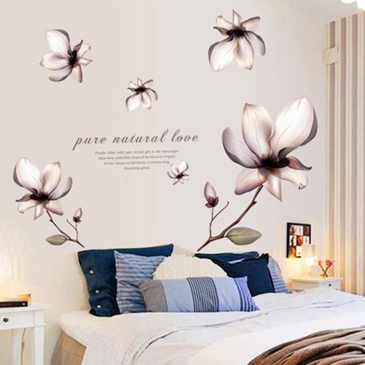 Quente magnólia flor quarto sala de jantar decoração da parede decalque sala de estar sofá TV fundo adesivo de parede au