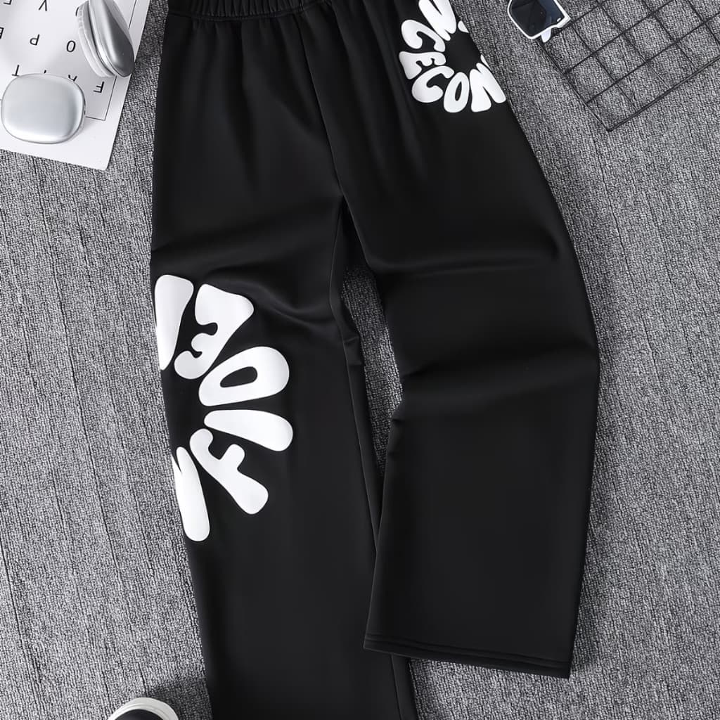 Calça Moletom Wide Leg Streetwear Y2K Unissex Estampa Gringa