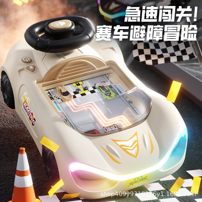 Console de Jogo de Corrida e Aventura Infantil, Carro Elétrico com Pista, Simulação de Condução, Brinquedo Educacional p
