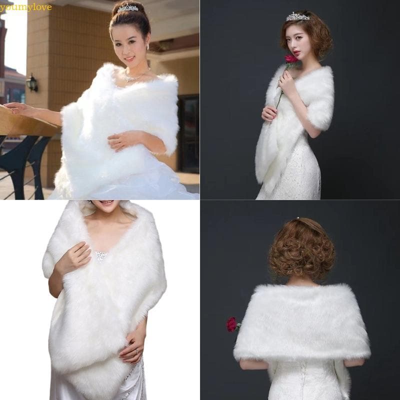youmylove Xale Pelúcia Cor Sólida, Aquecedor Peludo, Estola Casamento Inverno, Feminino