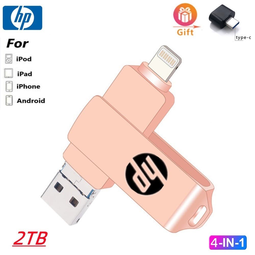 USB3.0 4 Em 1 OTG Flash Drive Metal À Prova Dwaterproof Água De Alta Velocidade U Disco pendrive Para iphone Typle c 2TB