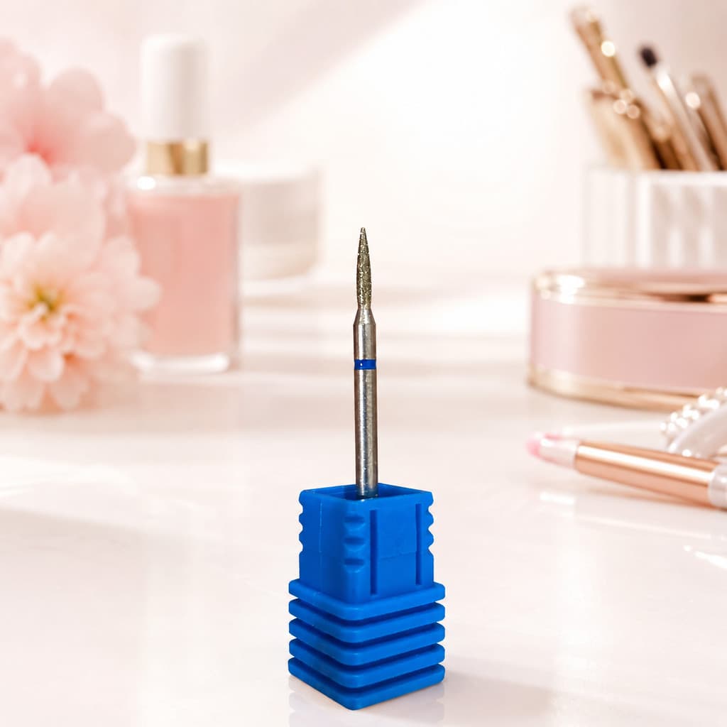 Broca Diamantada Real Love 720 Chama Faixa Azul para Cutícula Acabamento Unhas