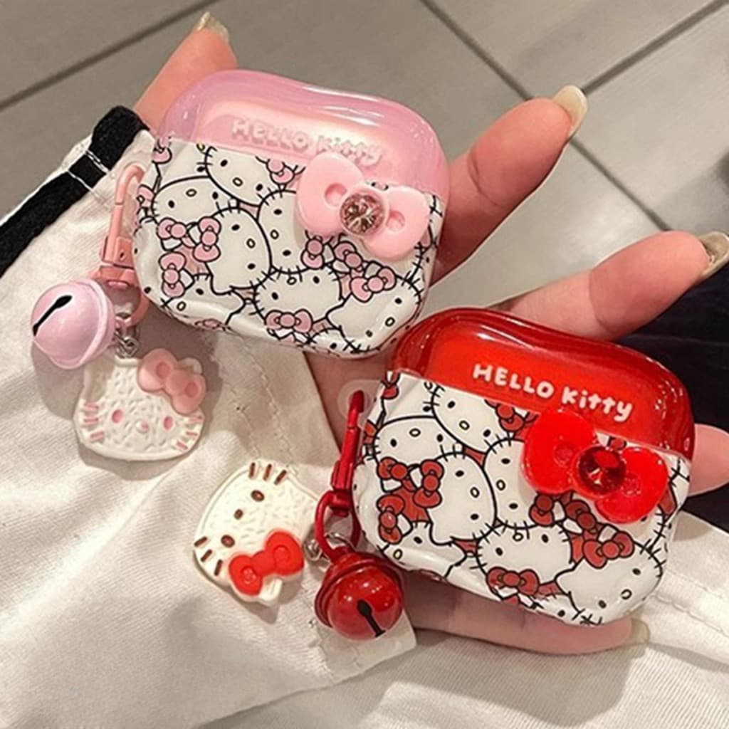 Para Airpods 4 Pro 3 2 1, Capa de Fone de Ouvido Bluetooth Macia em TPU com Decoração de Laço 3D e Estampa da Hello Kitt