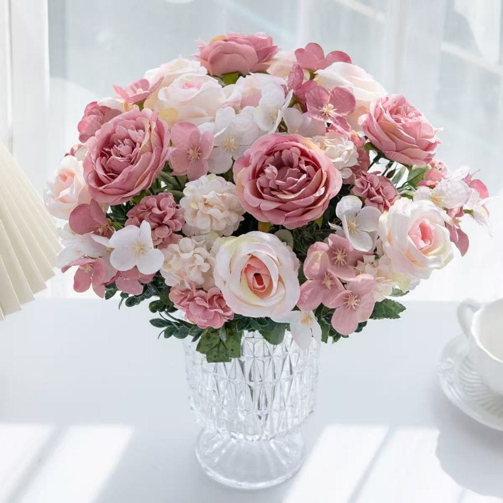7 rosas de peônia artificiais--9611