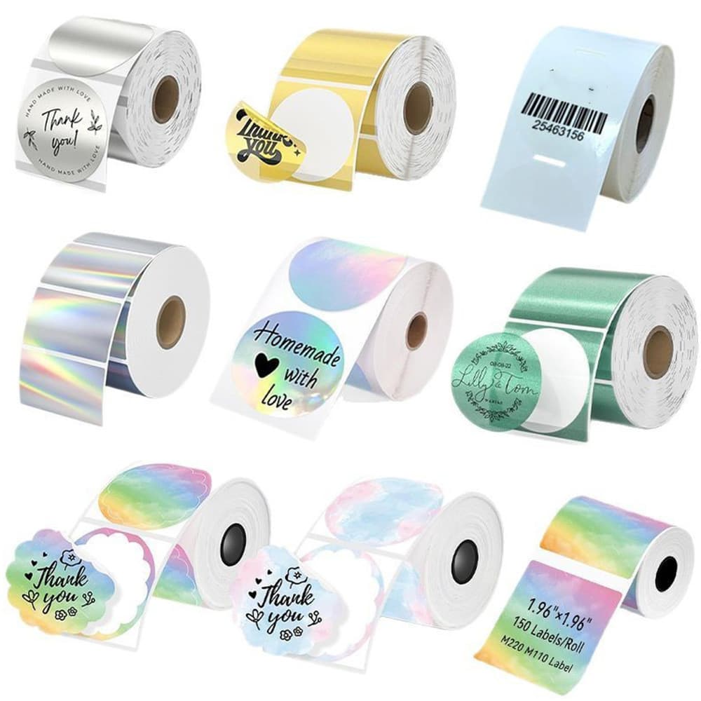 Etiquetas térmicas holográficas coloridas a laser em ouro e prata, à prova de água, em estoque, rolo de papel térmico tr