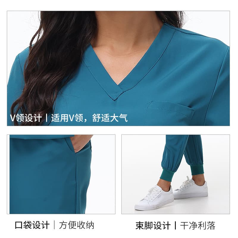 Uniformes femininos de manga curta em estoque, roupas de trabalho para médicos, uniformes cirúrgicos para enfermeiras de