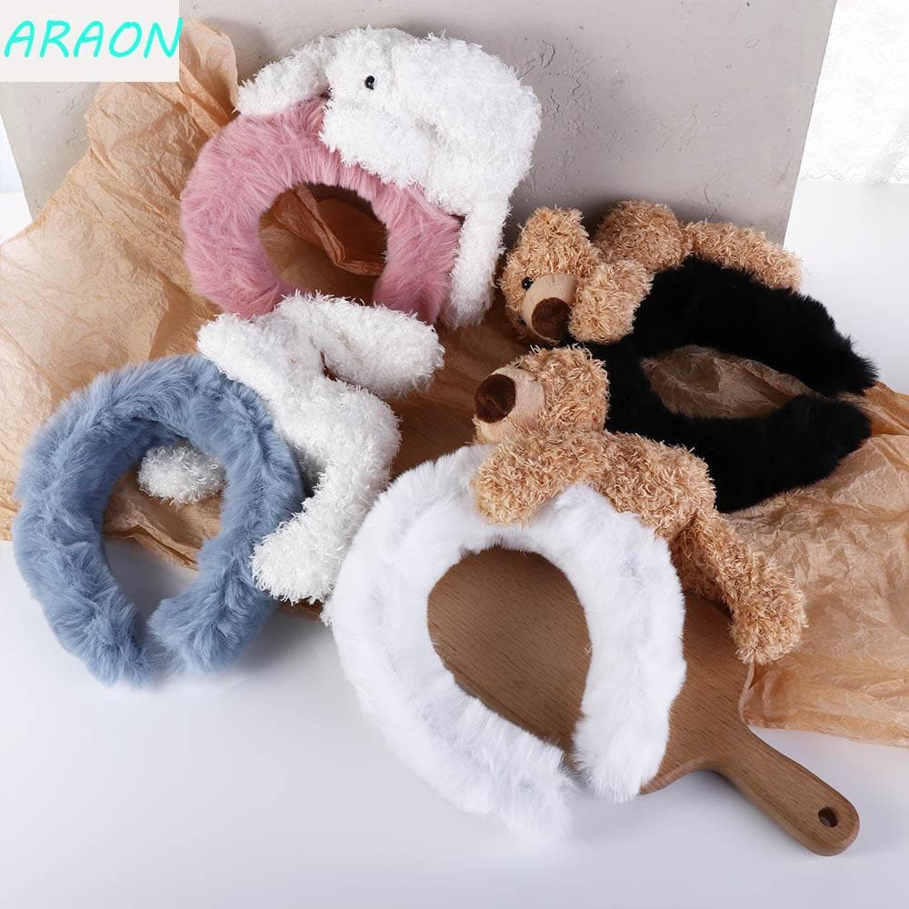 ARAON Bandana De Pelúcia De Desenho Animado , Moda Criativa , Maquiagem , Faixa De Cabeça , Urso Fofo , Doce , Feminino