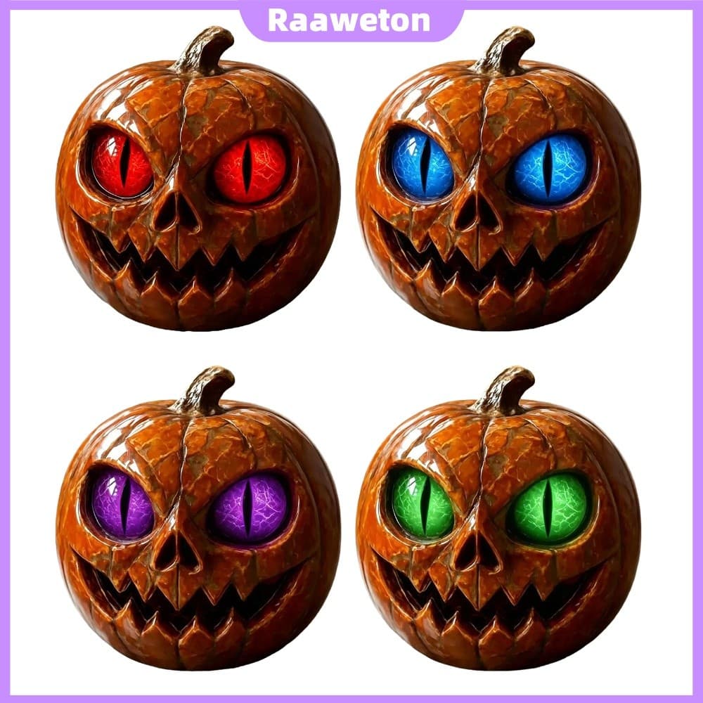 Resina Abóbora Rosto Escultura Abóboras Decorações De Halloween Careta Decoração [Raaaweton.br]