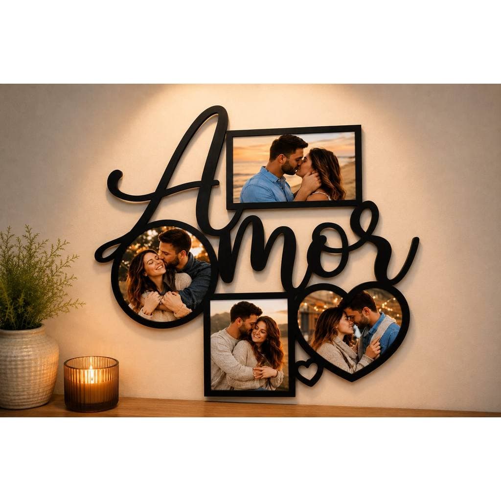 Porta Retrato Decorativo De Parede Amor Familia Afeto Moldura Para Fotos
