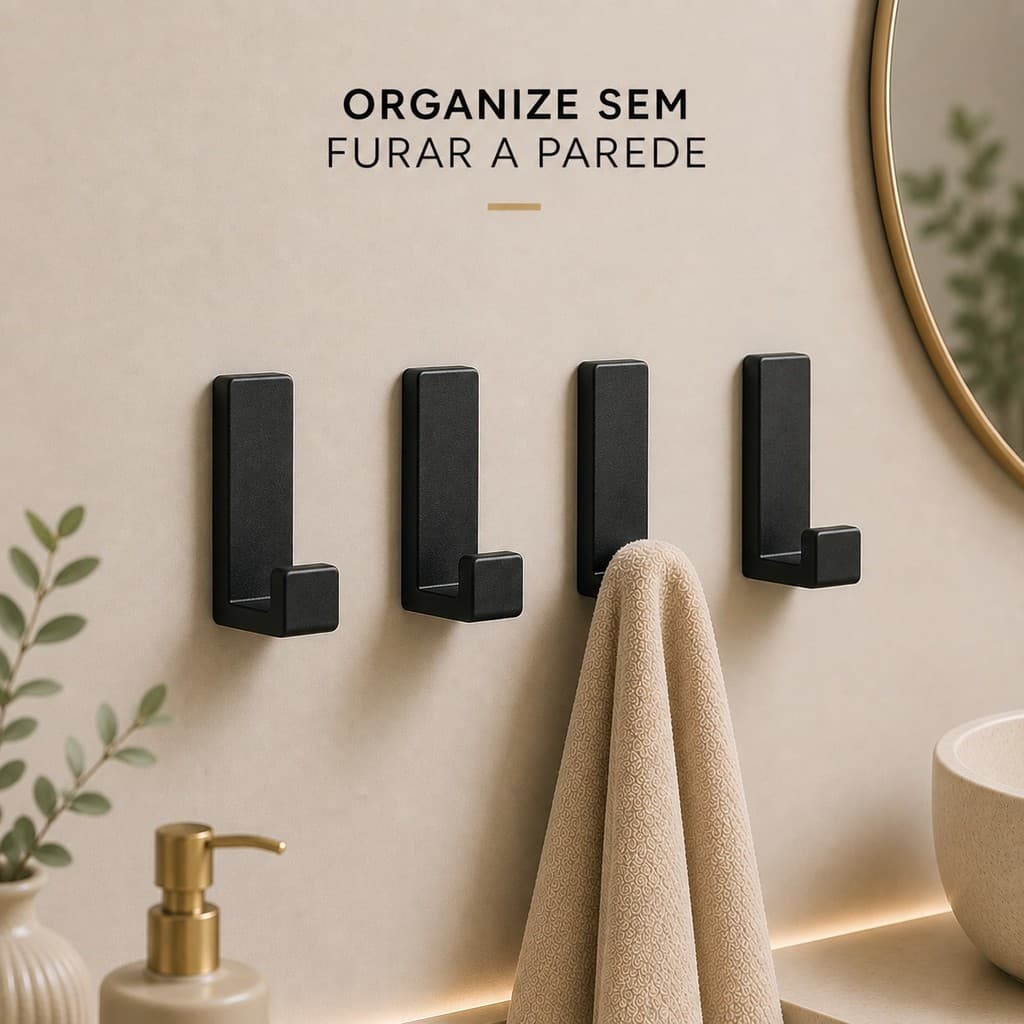 KIT 6 Gancho Adesivo de Parede com Fita Dupla Face para Banheiro ou Cozinha