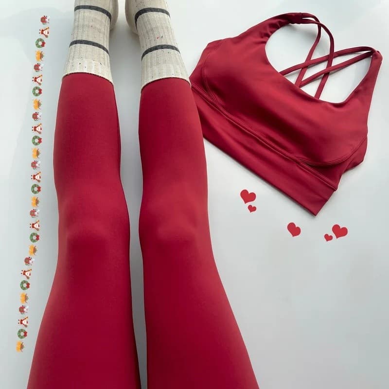 Promoção de Natal: Leggings Femininas de Fitness, Calças de Corrida, Leggings Efeito Segunda Pele, Cintura Alta, Efeito