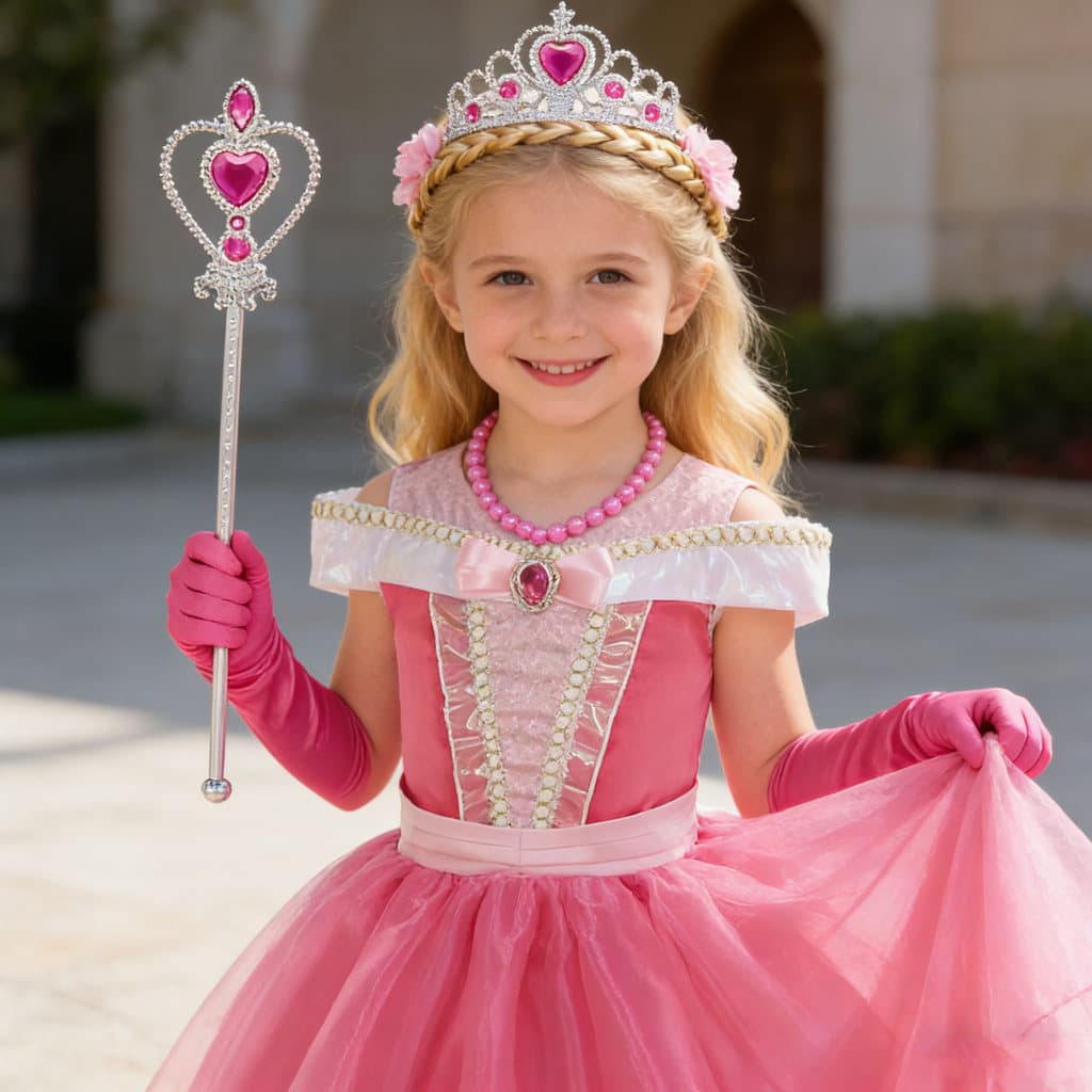 Vestido da Bela Adormecida Aurora para Meninas, Fantasia de Cosplay, Fantasia para Festa de Aniversário, Fantasia para R