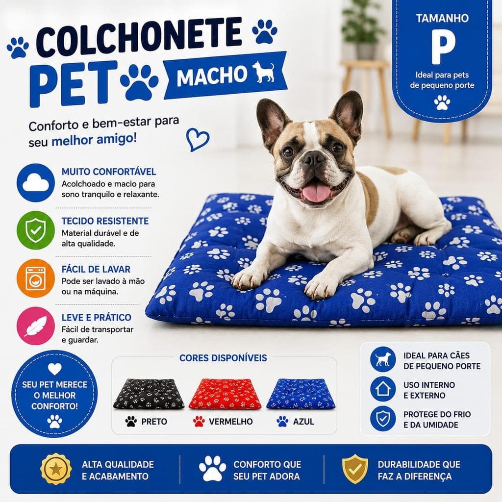 COLCHONETE PET TAMANHO P 42X55 - COR MACHO