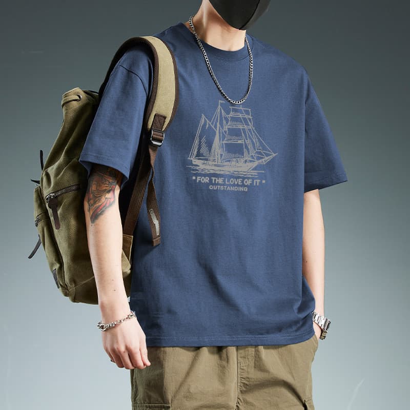 Camiseta de manga curta masculina juventude puro algodão camisa de fundo casal solto tamanho grande na moda All-Ma