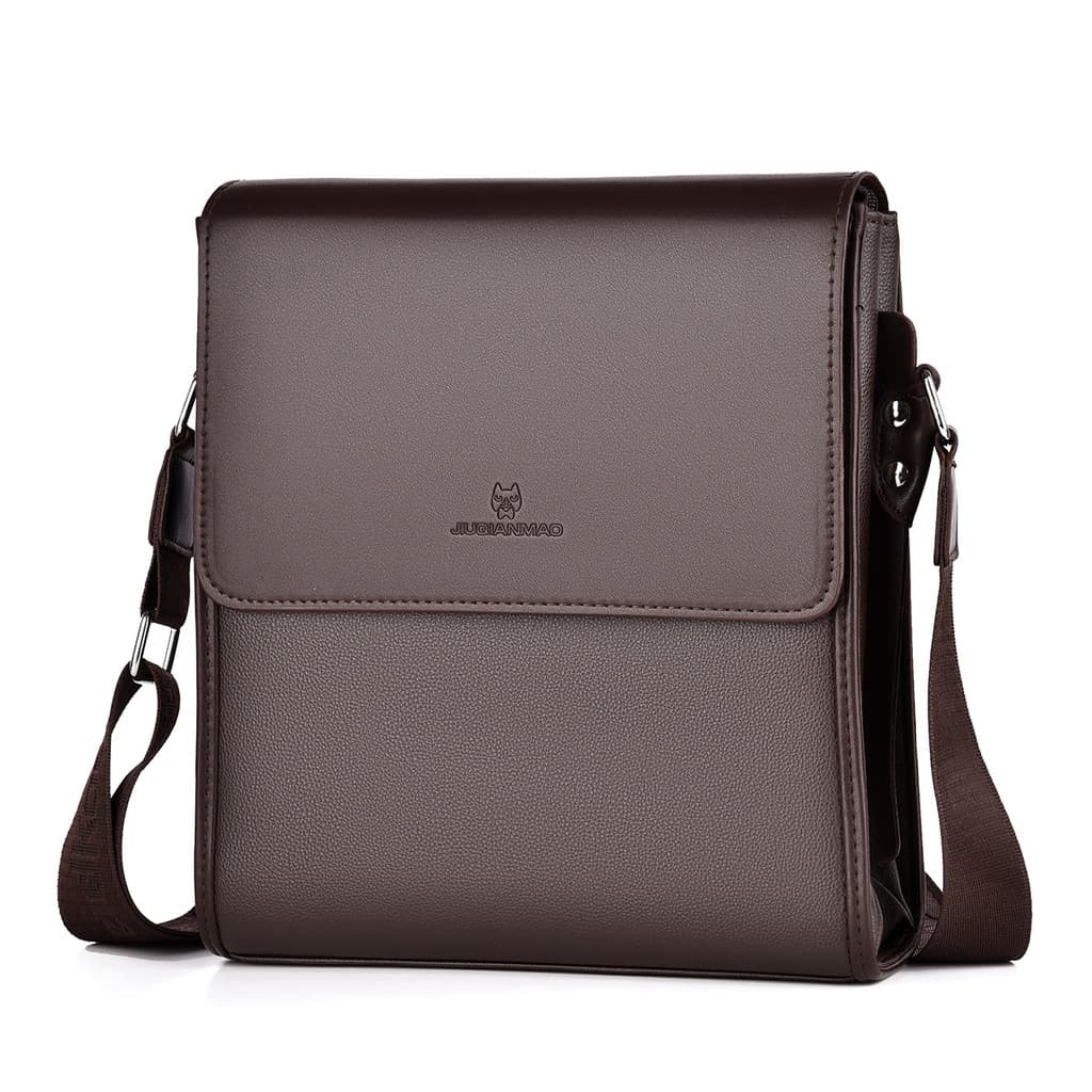 Bolsa de Ombro de Couro Masculina para Negócios, Maleta Transversal Elegante