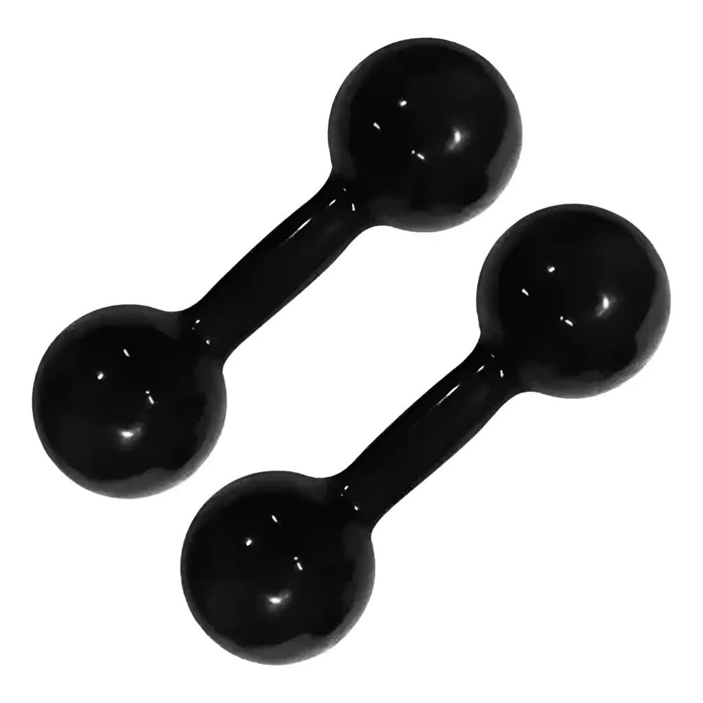 Halter Peso 1kg Bola Emborrachado Par Exercício Em Casa Academia Ginástica Fisioterapia Crossfit Cor Preto Preto