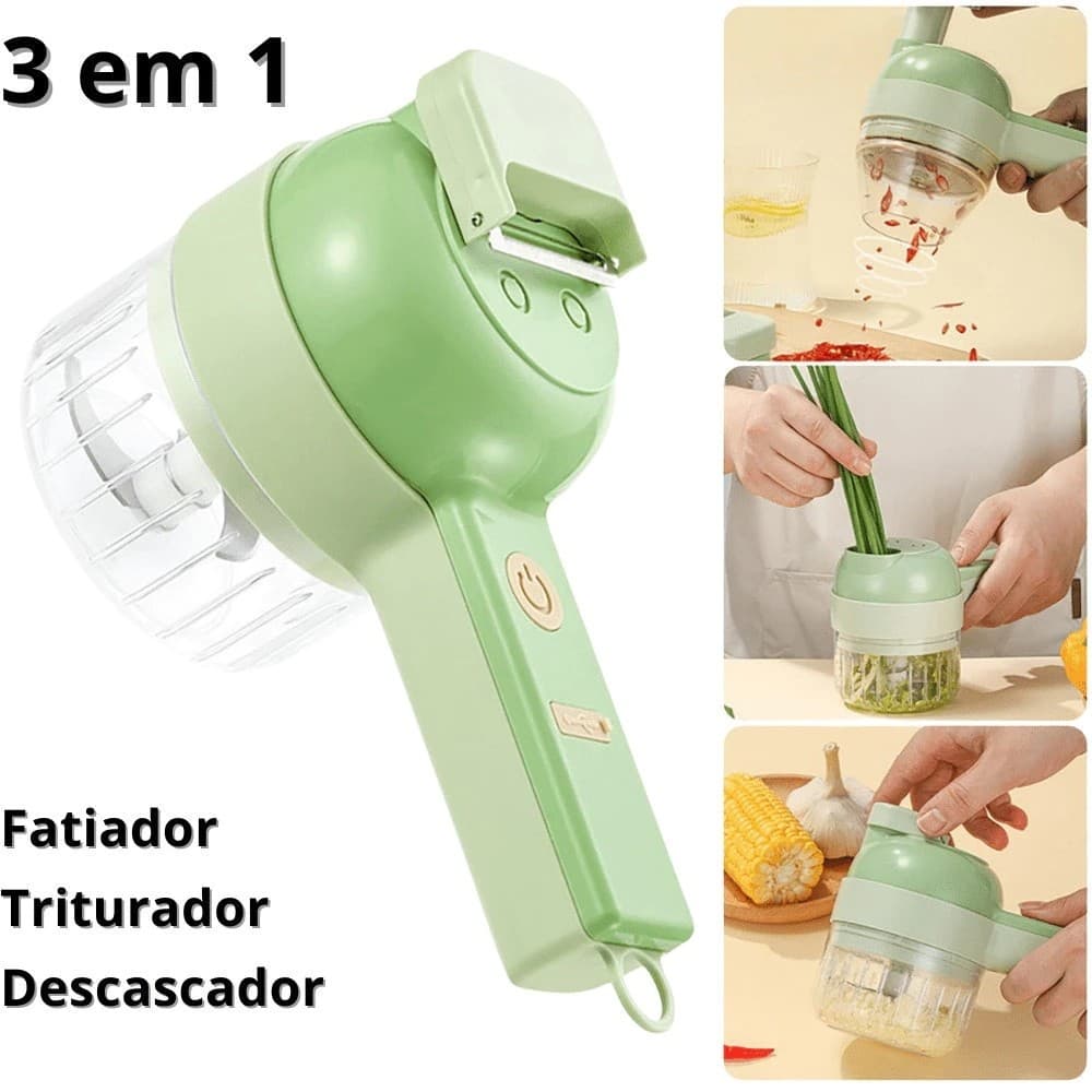 Triturador Cortador Elétrico Multifuncional Alta Eficiência Compacto Design Verde Prático Cozinha