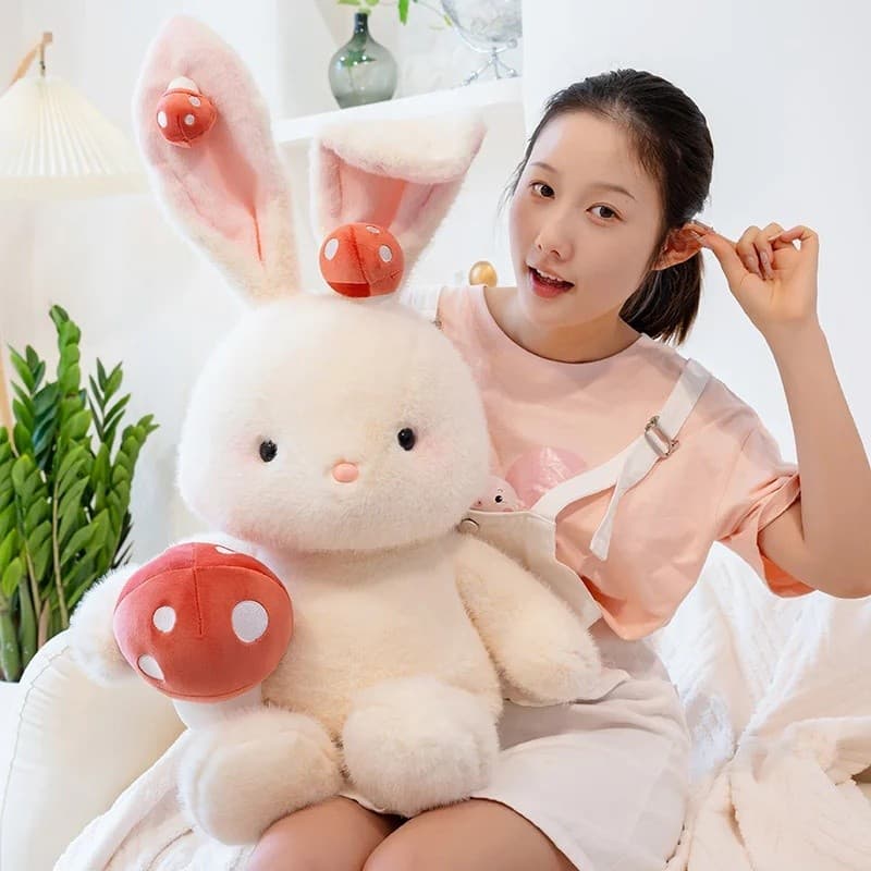 Adorável Cogumelo Coelho Brinquedo De Pelúcia Recheado Macio Abraço Fofinho Plushie Bonito Presente De Aniversário Para