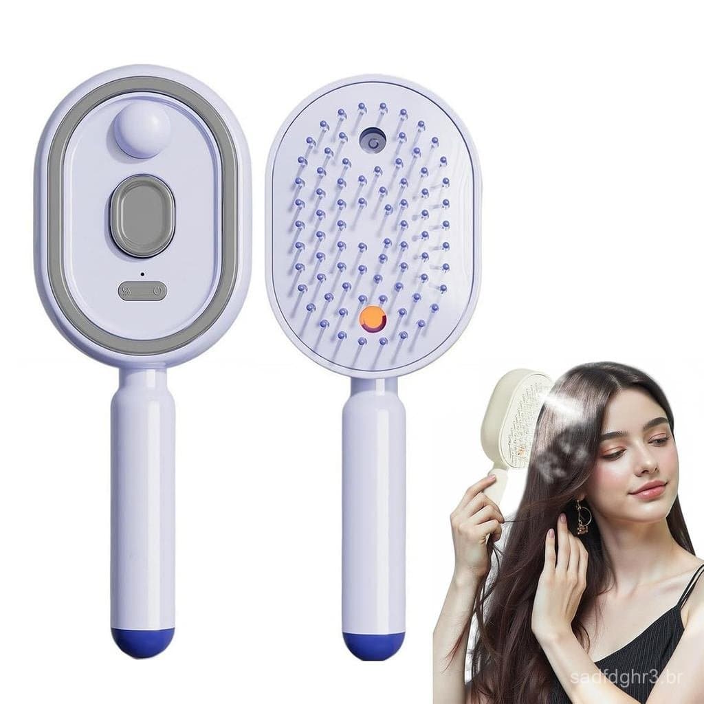 Escova Elétrica a Vapor para Cabelo, 2026 Escova de Massagem com Almofada de Ar e Spray Elétrico, Escova de Cabelo Recar