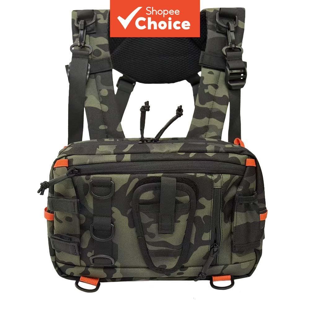 Bolsa de Peito Multifuncional Mochila para Corrida Fora de Estrada Bolsa Portátil Colete de Caminhada Pacote de Pesca