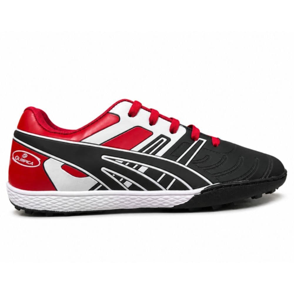 Chuteira Society Adulto Olimpica 5.0 Preto Vermelho