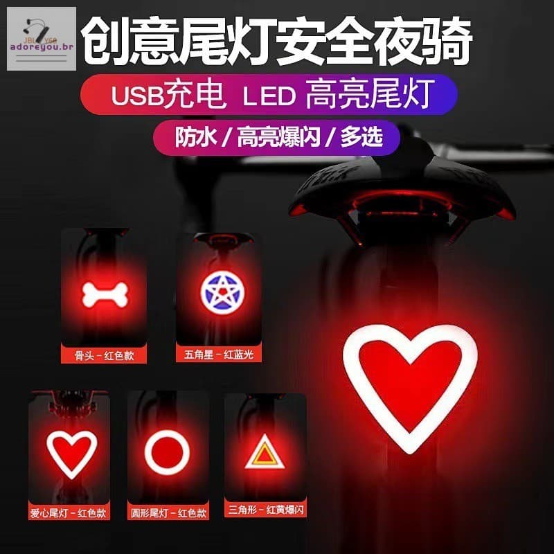 Luz Traseira De Bicicleta USB Com LED Para Condução Noturna