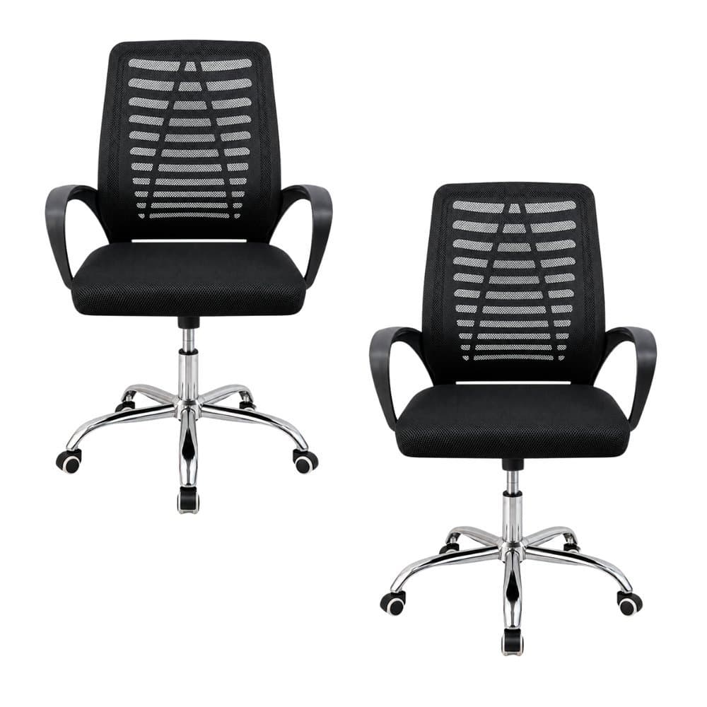 Kit 2 Cadeiras Escritório Ergonômicas E-1078 com Sistema Relax e Laudo NR17 Preto